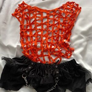 Sexy Inmate Costume- with fishnet hose- Small